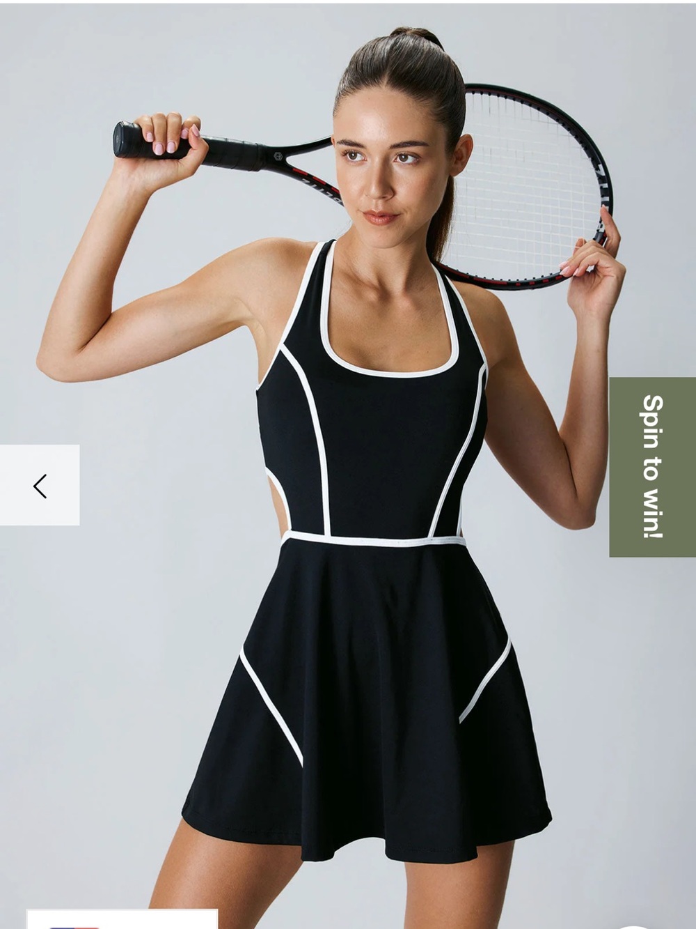 Black Mini Tennis Dress with White Piping- Berlook size small- unworn